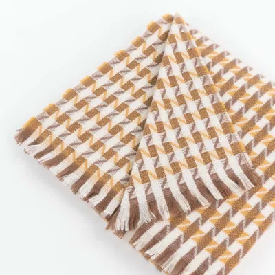 Wholesaler Outerwear Apparel Accessory Woman Winter Warm Camel Cashmere Feel Woven Tassel Grid Checks Stoles Shawl Pashmina Character Blanket Scarf