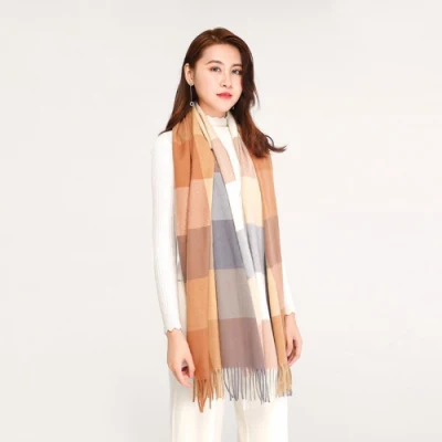 Women Scarf Warm Long Shawl Wraps Wool Large Scarf Long Plaid Shawls Wraps Big Grid Wyz19977