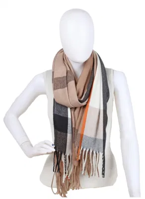 2023 New Unisex Women Men Winter Lovers Sweethearts Couples Fashion Soft Smooth Confortable Touch Scarves Woven Checks Scarf with Tassel
