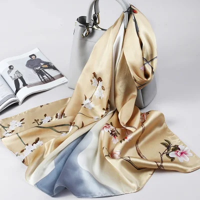 Silk Scarf Women Summer Western Style Mulberry Silk Scarf Cheongsam with Shawl