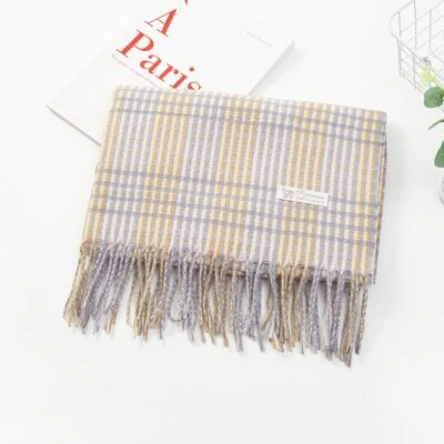 Purple Cashmere-Like Women Checked Winter Fashion Grid Warm Soft Long Scarf