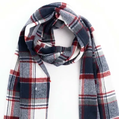 Home Rui Wholesale Outerwear Apparel Accessory Unisex Winter Warmth Navy Cashmere Feel Tassel Classic Plaid Grids Windowpane Wraps Shawl Blanket Scarf