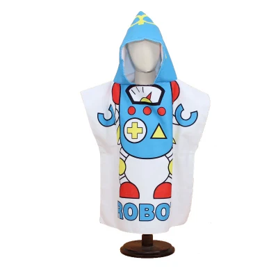 Wholesale Polyester Quick-Dry Shark Mermaid Beach Bath Towels Hooded Poncho for Children and Kids