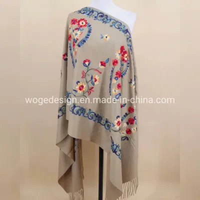 New Stylish Winter Woman Embroidery Paisley Floral Cashmere Viscose Polyester Yarn Kashmir Pashmina