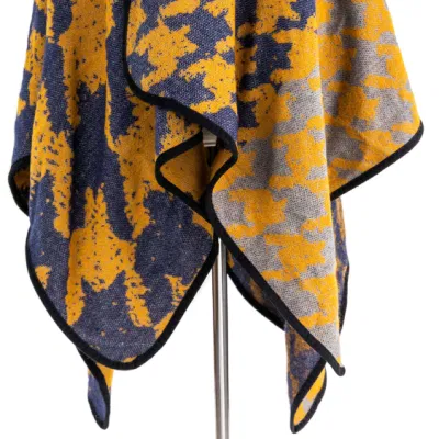 Outerwear Spring Autumn Woman Warmth Apparel Oversize Double Sides Grey Block Soft Front Open Lattice Tartan Arts Character Casual Shawl Sweaters Cape Poncho