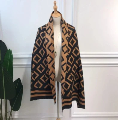  2024 Designer Brand Thick Poncho Shawl Knitted Pashmina Blanket Winter Cashmere Wool Scarfs