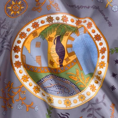 Lady Shawl Mediterranean Style Loganberry Purple Color Twill Silk Scarf