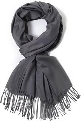 Cotton Long Solid Party Bridal Pashmina Shawls and Wraps Grey Scarves for Women