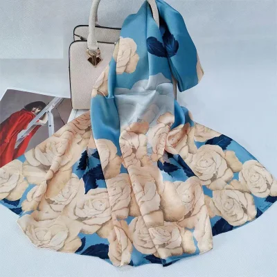 Fashion Lady Women Wholesale Custom Printing High Quality Long Pure Silk Shawl Scarf