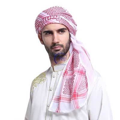 Custom Military Hunting Outdoor Cotton Red White Shemagh Palestine Arab Scarf Scarves Men