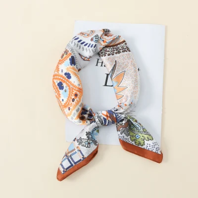Customized Stylish Square Scarves Square Polyester Silk Satin Designer Head Scarf for Women