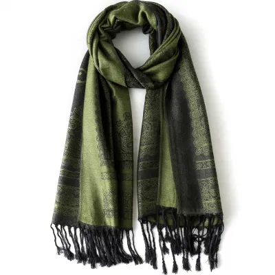Stylish Spring Fall Silky Printed Paisley Pashmina Scarves Shawl Wraps for Women