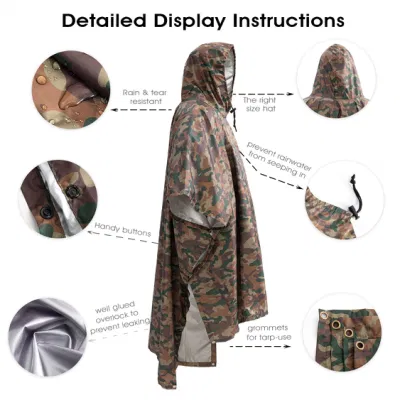 Rain Poncho Factory for Military 3 in 1 Outdoor Waterproof Raincoat Rain Coat Men Raincoat Women Rain Jacket Motorcycle Rain Poncho Military Style