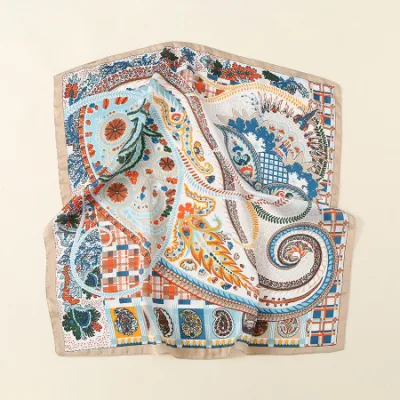 Customized Stylish Square Scarves Square Polyester Silk Satin Designer Head Scarf for Women
