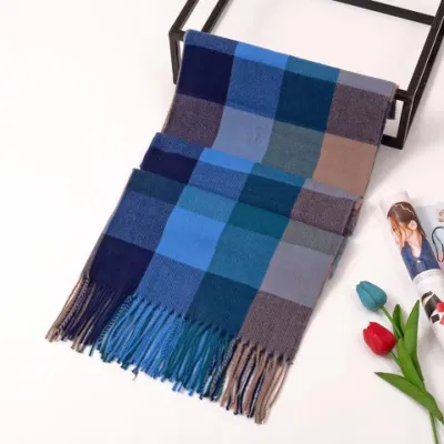 Check Colourful Cotton Big Plaid Winter Unisex Cashmere Feel Soft Scarf