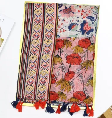 Flowers Wholesale Distributor Women Spring Beach Scarves Fashion Design Lady Elegant Luxury Slap-up Head Wrap Long Scarf for Ladies Accessories