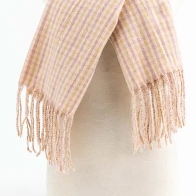 Women Spring Fall Multi Woven Twisted Charcoal Tassel Plaid Lattice Veronz Super Soft Classic Nova Scottish Cozy Oversize Cappa Tippet Turban Striped Scarf