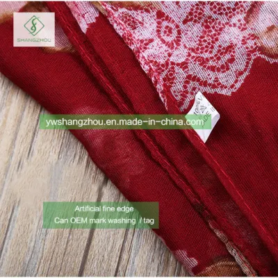 100% Viscose Fashion Lady European Scarf Floral Printed Moslem Shawl