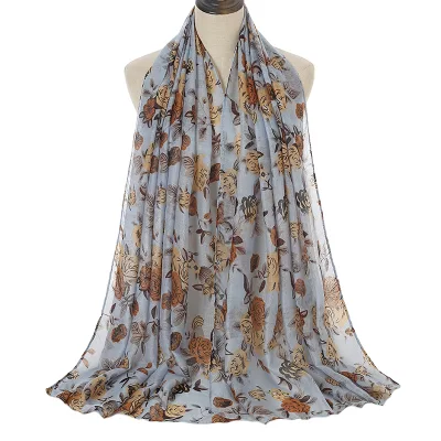 New Style Floral Print Bali Yarn Beach Towel Travel Sun Shawl Polyester Cotton Long Soft Lady Scarf