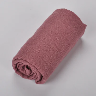 New Women Plain Color Cotton Blended Muslim Hijab Soft Simple Design Burrs Lady Cotton Head Scarf