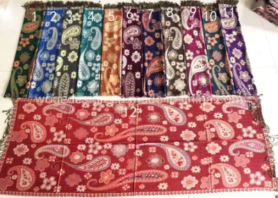 High Quality Muslim Ladies Dress Clothing Jacquard 100%Viscose Paisley Flower Tippet Pashmina Wrap