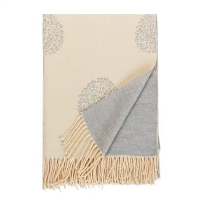 Mulberry Tree Reversible Wool Blend Blanket Scarf Tree of Life Tassel Scarf
