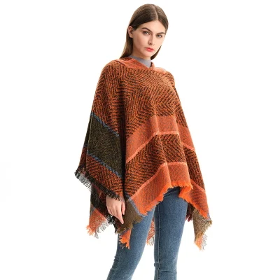 Winter Fashion Warm Ladies Hooded Poncho Shawl