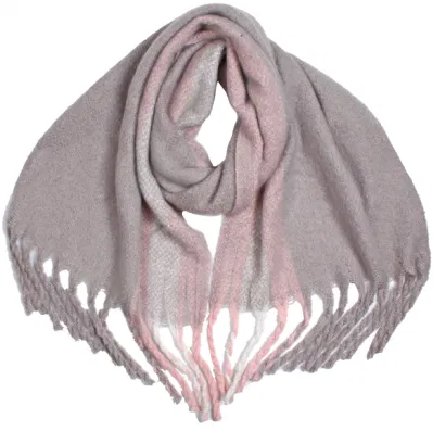 Custom Made Woman Accessories Acrylic Cashmere Tartan Brushed Woven Shawl Scarf with Long Tassle