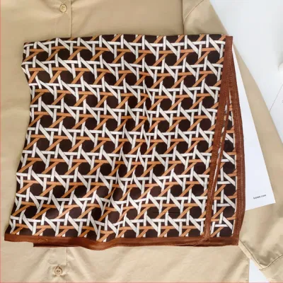 68*68cm Wholesale Fashion Silky Herringbone Scarf Custom Designer Floral Printing Headscarf for Woman