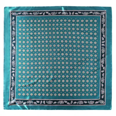 Ladies Elegant Summer Green Square Silk Like Scarves for Hair Wrapping