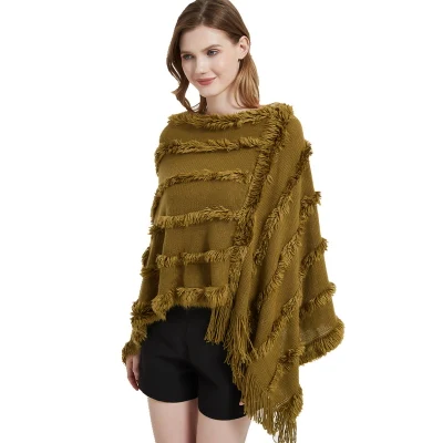 High Quality Winter Classic Solid Poncho Wrap Shawl for Ladies