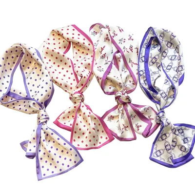 100% Silk Scarves Printing Service Designer Foulard En Soie Women Square Custom Silk Scarf with Logo