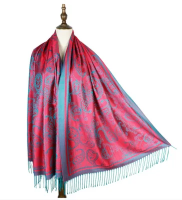 Ladies Fashion Woven Jacquard Shawl Acrylic Lurex Scarf Shiny Scarf