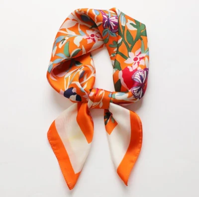Manufacturer Ladies Silk Head Wraps Scarves New Trend Women Print Pattern Silk Square Polyester Scarf Bandanas