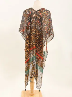 Leopard Print Pashmina Silky Shawl Kimono Scarfs Stole Wrap Cover up Women