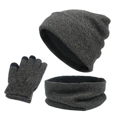 Winter Warm Set Lady Knitted Causal Beanies Dobby Scarves Acrylic Neckerchief Embroidery Gloves Set Knitwear Hats Scarf