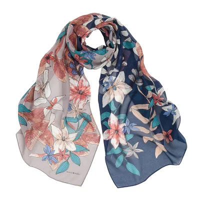 Oblong Silk Scarf Women&prime; S Summer Thin Scarf Shawl Mulberry Silk Scarf
