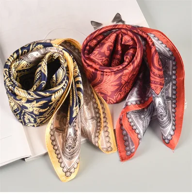 Fashion Retro National Print Short Spring Silk Womens Scarf