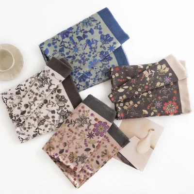 Autumn and Winter Small Flowers Elegant Celebrity Style Printed Faux Cashmere Scarf