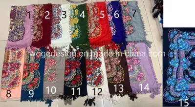 Hot Twill Yiwu Manufacturer 100*100cm Soft Ethnic Slavic Scarves Babushka Square Viscose Floral Russian Shawl Scarf