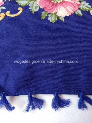 Hot Twill Yiwu Manufacturer 100*100cm Soft Ethnic Slavic Scarves Babushka Square Viscose Floral Russian Shawl Scarf