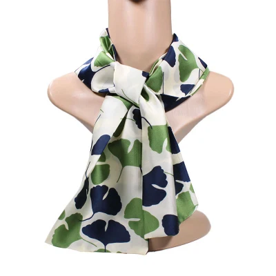 2022 New Simple Silk Scarf Women&prime;s Printed Double-Sided Color Grid Fashion Thin Narrow Long Silk Scarf