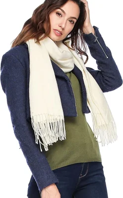 White Shawl Wool Wraps Soft Extra Large Thick Scarf
