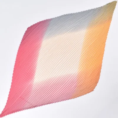 70*70cm Gradation Colorful Pleated Polyester High Quality Scarf for Women