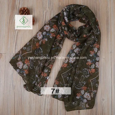 Hot Rattan Flower Printed Viscose Shawl Fashion Lady Scarf