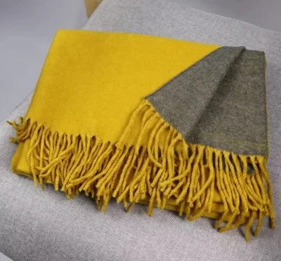 Solid Color Shawl Thick Long Fringe Cashmere Wool Scarf