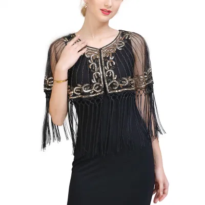 Wholesale Summer Ladies 1920s Vintage Evening Party Sequin Shawls and Wraps