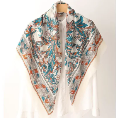 Digital Printed Custom Brand Design 100% Wool Winter Scarf Luxury Shawl