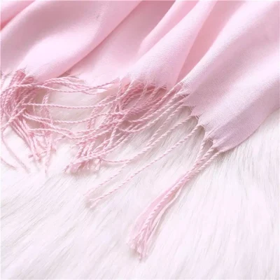 Custom Logo 200*70cm Winter Shawls Pashmina Polyester Cashmere Scarf with Tassel