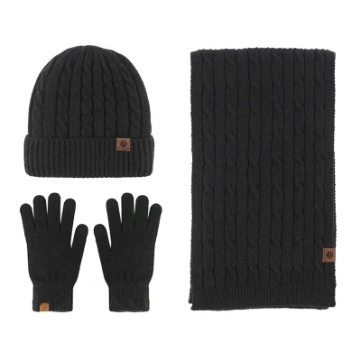 Wool Warm Custom High Quality Knitted Beanie Hat Scarf Glove Set